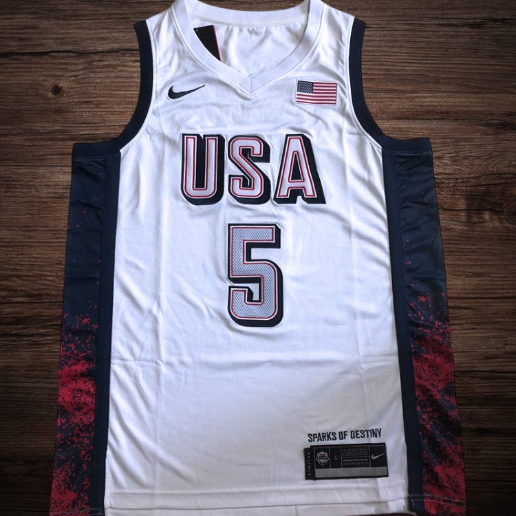 Men's 2024 Olympics Team USA #5 Edwards White Jersey