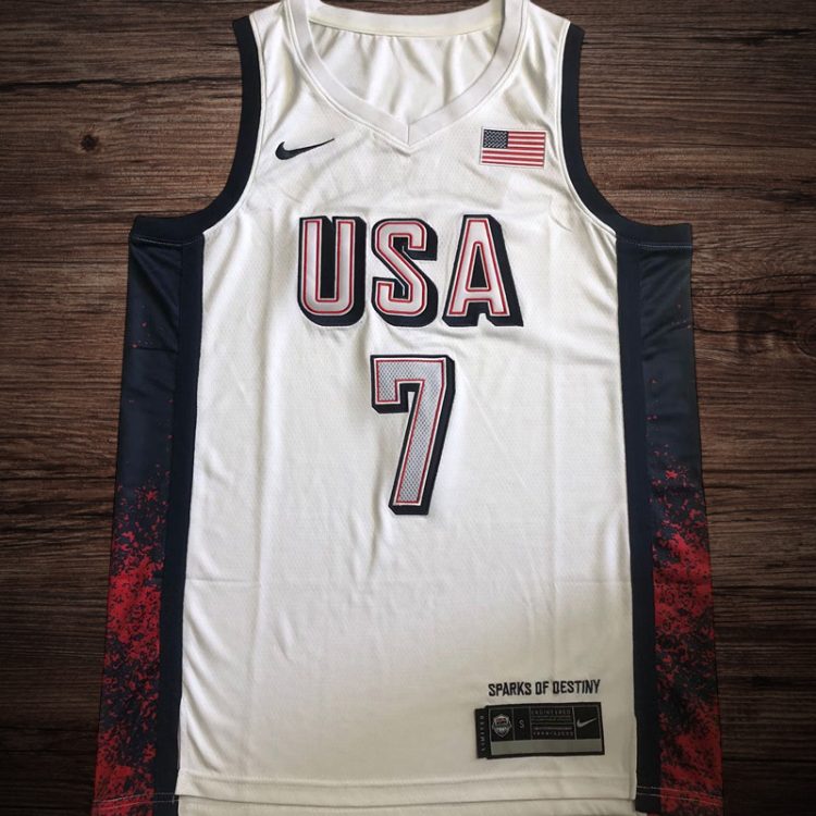 Men's 2024 Olympics Team USA #7 Durant White Jersey