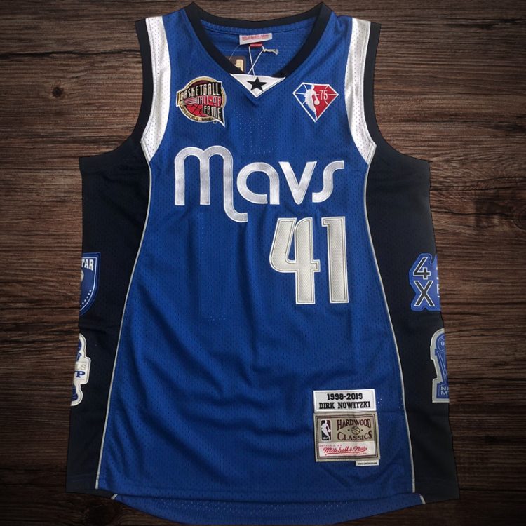 Men's Dallas Mavericks 1998/2019 Hall of Fame #41 Nowitzki Jersey