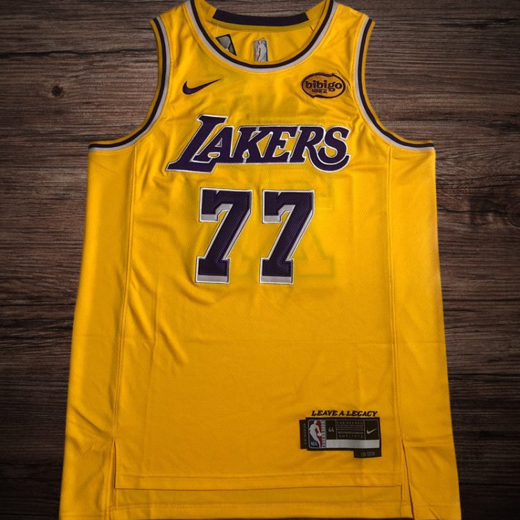 Men's Los Angeles Lakers #77 Doncic Yello Jersey