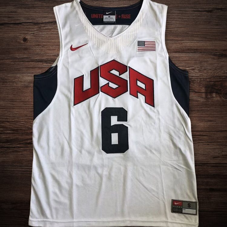 Men's #6 James USA Basketball Jersey White