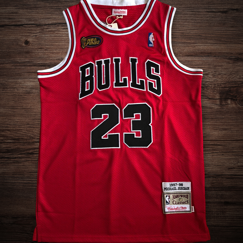 Men's Chicago Bulls 1997-98 Finals #23 Michael Jordan Jersey Red
