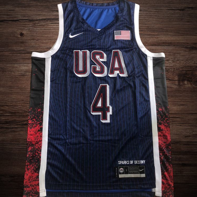 Men's 2024 Olympics Team USA #4 Curry Navy Jersey