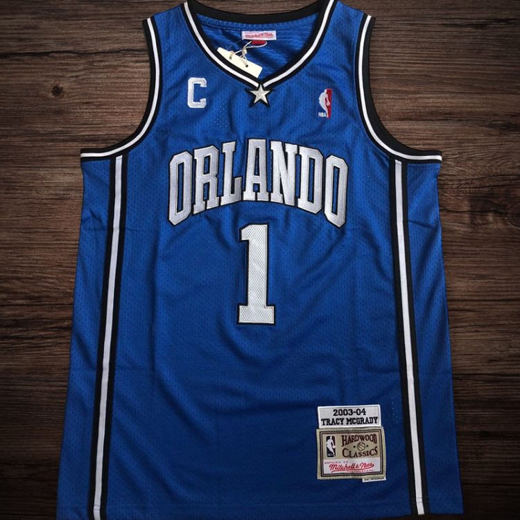 Men's Orlando Magic 2003-04 #1 McGrady Blue Jersey