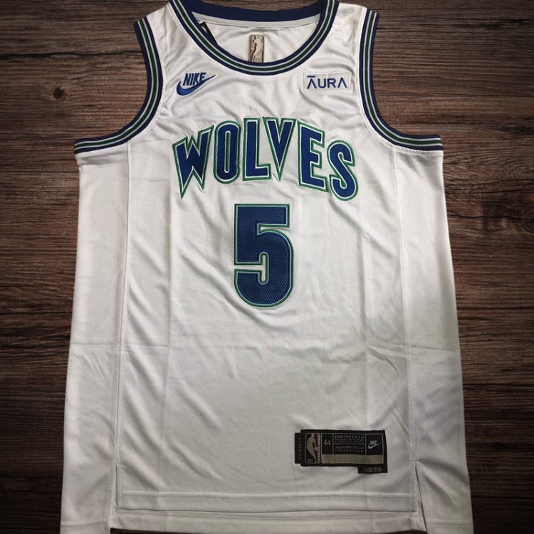 Men's Minnesota Timberwolves #5 Edwards White Jersey