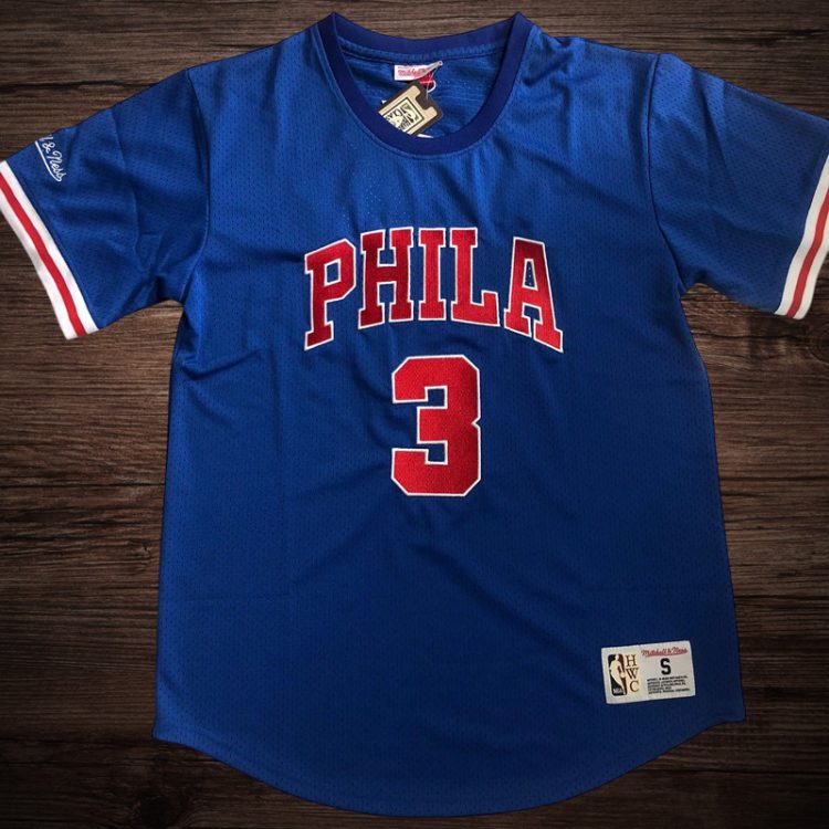 Men's Philadelphia 76ers #3 IVERSON Blue Short Sleeve Jersey