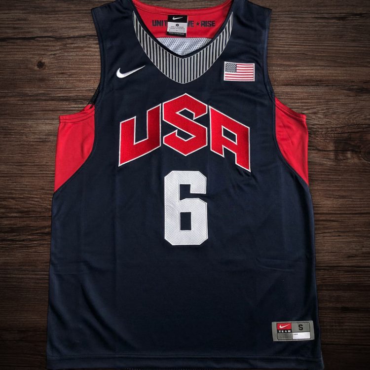 Men's #6 James USA Basketball Jersey Navy Blue