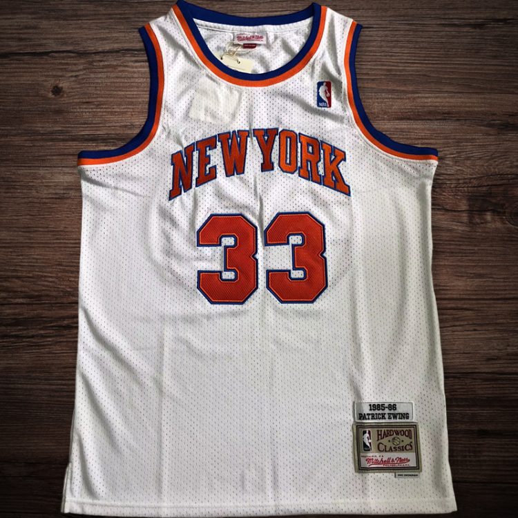 Men's 1985-86 New York Knicks #33 Ewing Jersey in white