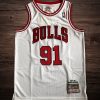 Men's Chicago Bulls 1997-98 #91 Dennis Rodman Jersey White