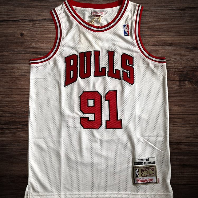 Men's Chicago Bulls 1997-98 #91 Dennis Rodman Jersey White