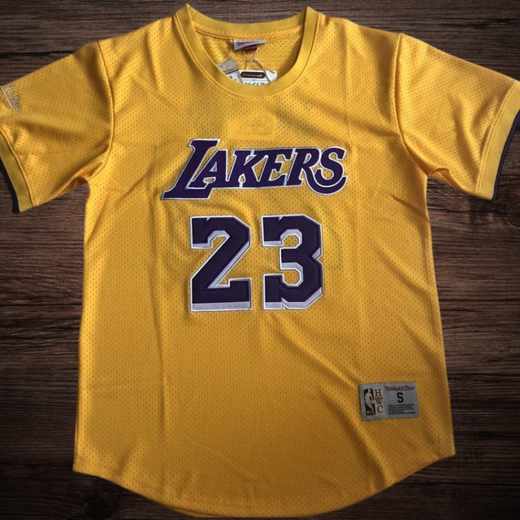 Men's Los Angeles Lakers #23 James Yellow Short Sleeve Jersey