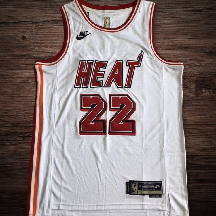 Men's Miami Heat #22 Butler White/Red Jersey