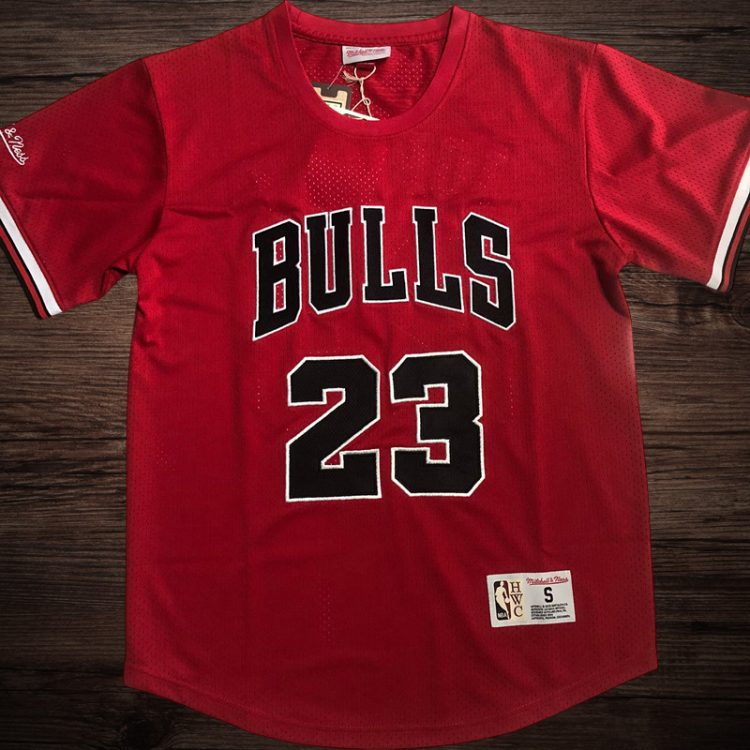 Men's Chicago Bulls Black #23 Jordan Red Short Sleeve Jersey