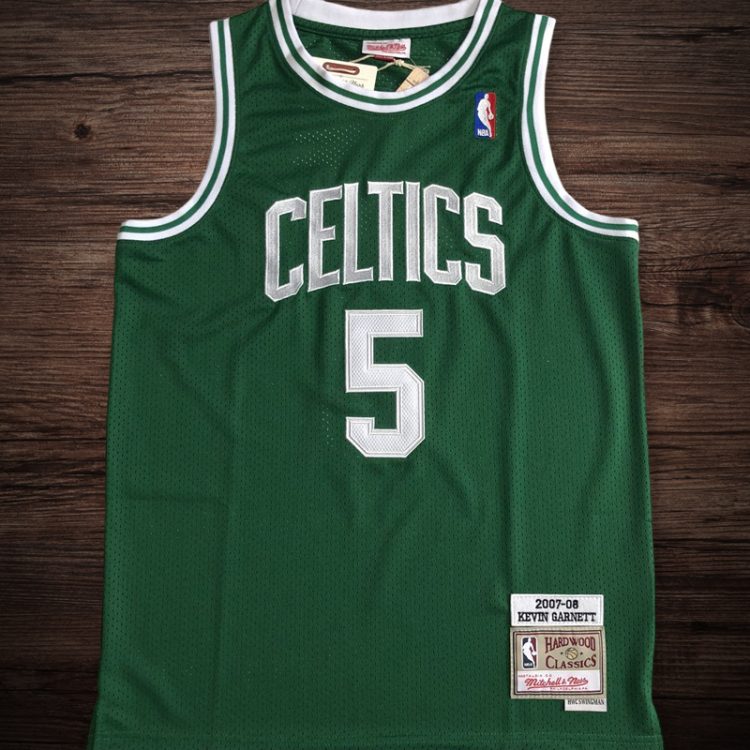 Men's Boston Celtics 2007-08 #5 Kevin Garnett Jersey Green All Stitched