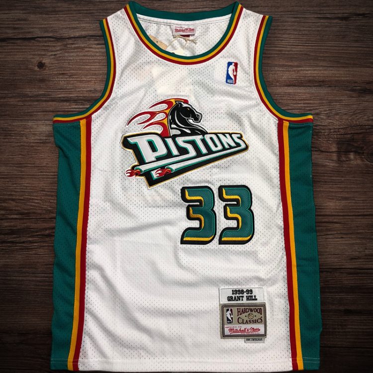 Men's Detroit Pistons 1998-99 #33 Grant Hill Jeresy in White