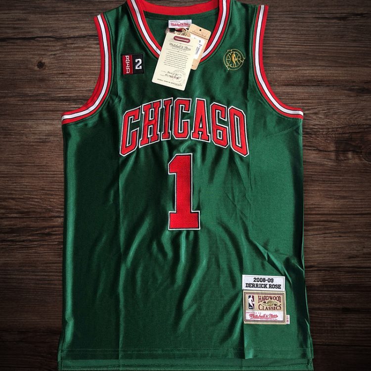 Men's Chicago Bulls 2008-09 #1 Derrick Rose Jersey Green