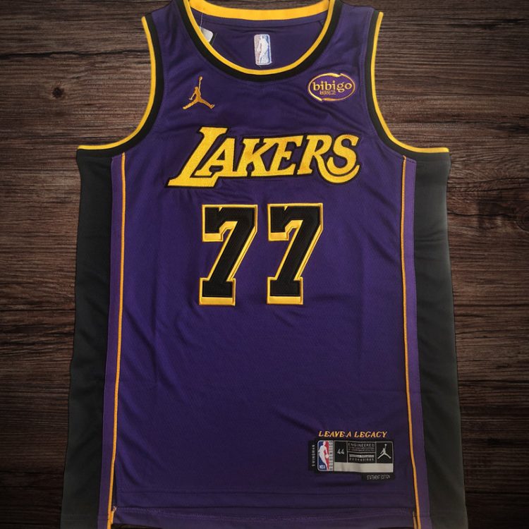 Men's Los Angeles Lakers #77 Doncic Purple Jersey
