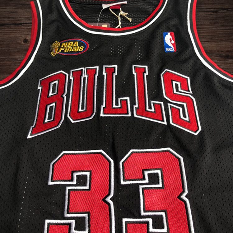 Men's Chicago Bulls 1997-98 Finals #33 Scottie Pippen Jersey Black