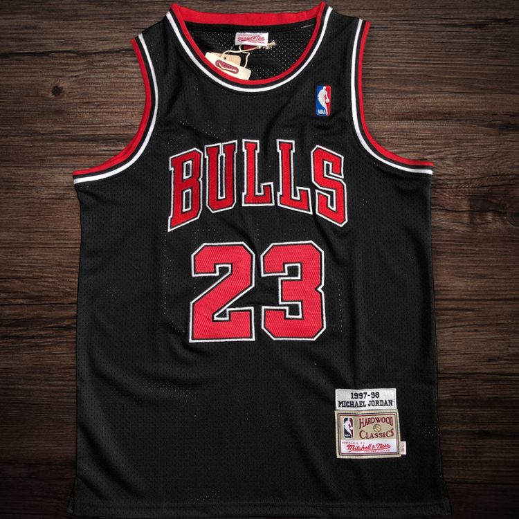 Men's Chicago Bulls 1997-98 #23 Michael Jordan Jersey Black