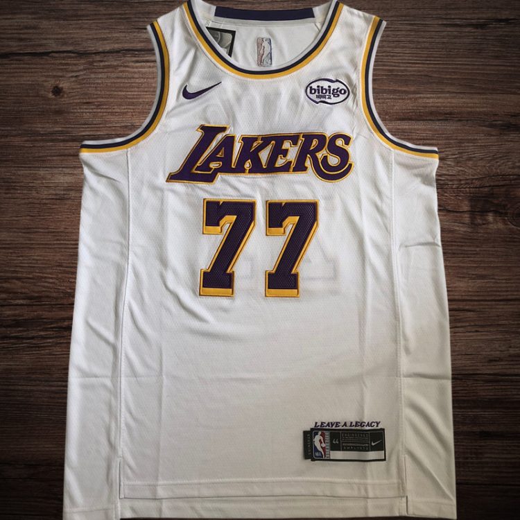 Men's Los Angeles Lakers #77 Doncic White Jersey