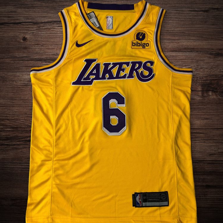 Men's Los Angeles Lakers #6 James Jersey Yellow