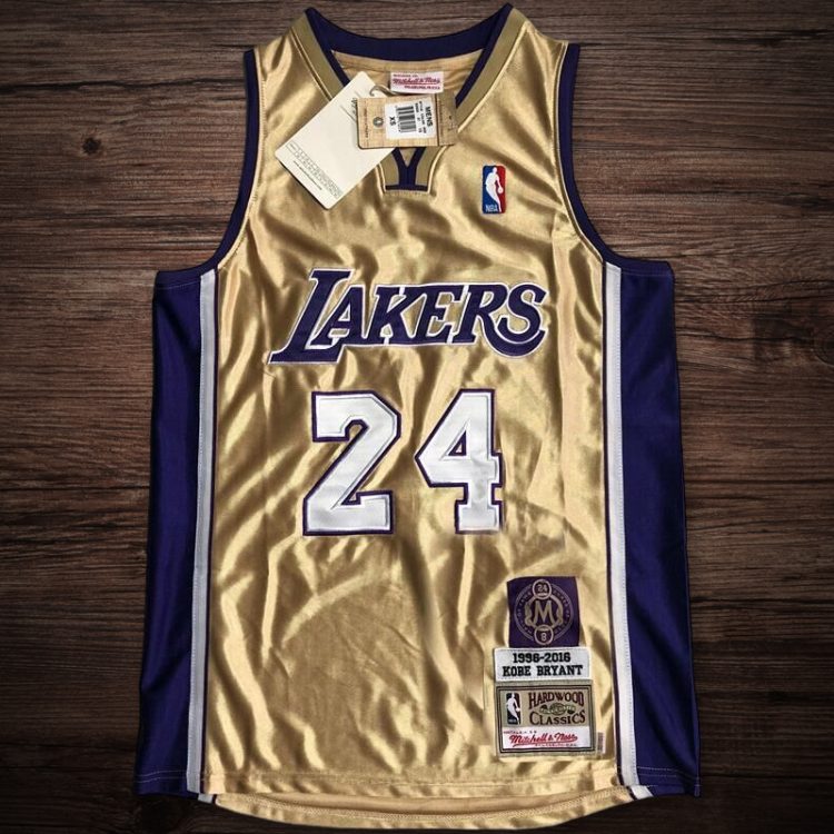 Men's Los Angeles Lakers 1996-2016 Hall of Fame #24 Kobe Bryant Jersey Gold