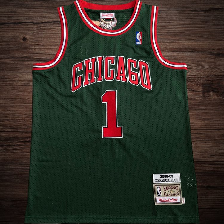 Men's Chicago Bulls 2008-09 #1 Derrick Rose Green Jersey