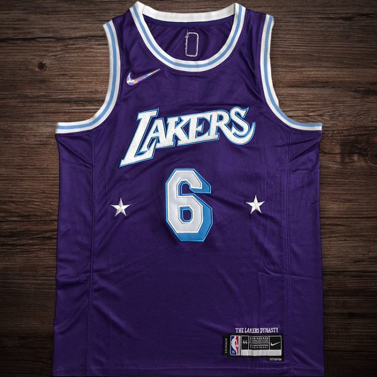 Men's Los Angeles Lakers 75th anniversary #6 James Jersey
