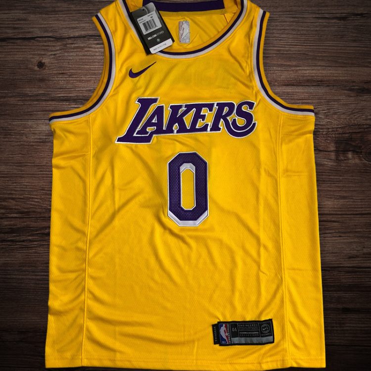 Men's Los Angeles Lakers #0 Russell Westbrook Jersey Yellow