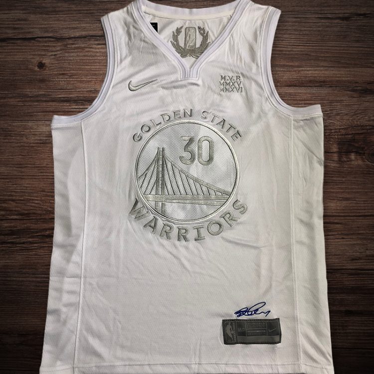 Men's Golden State Warriors MVP #30 Curry White Jersey