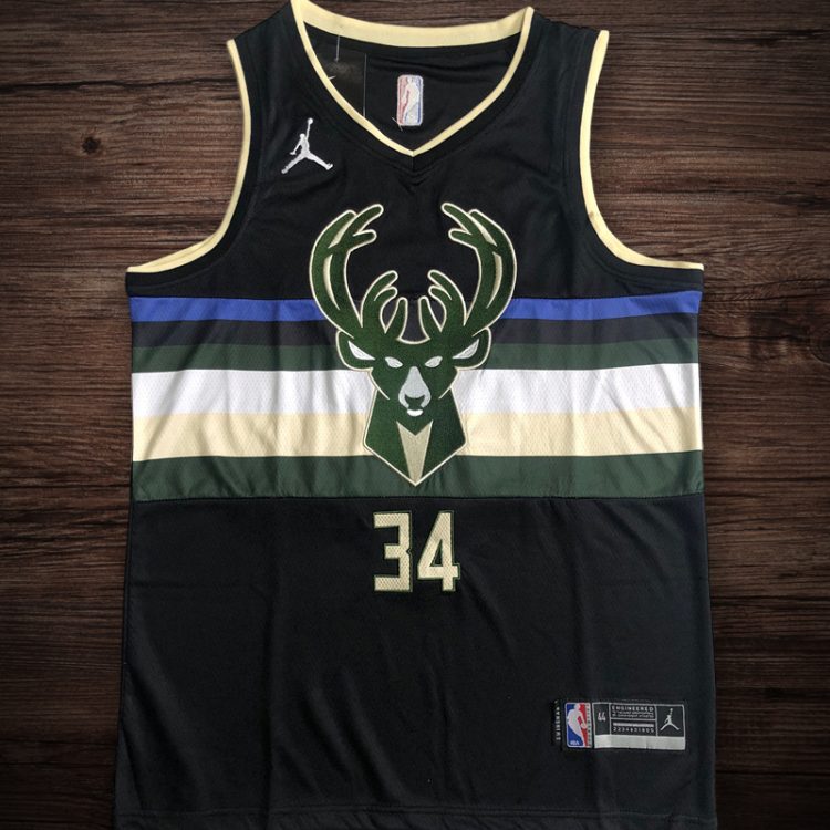 Men's Milwaukee Bucks #34 Antetokounmpo black jersey