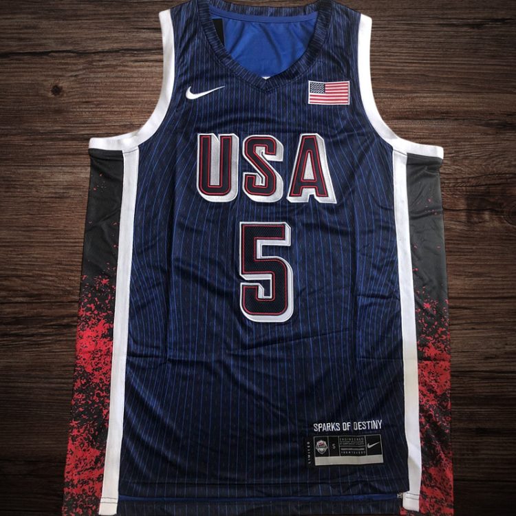 Men's 2024 Olympics Team USA #5 Edwards Navy Jersey
