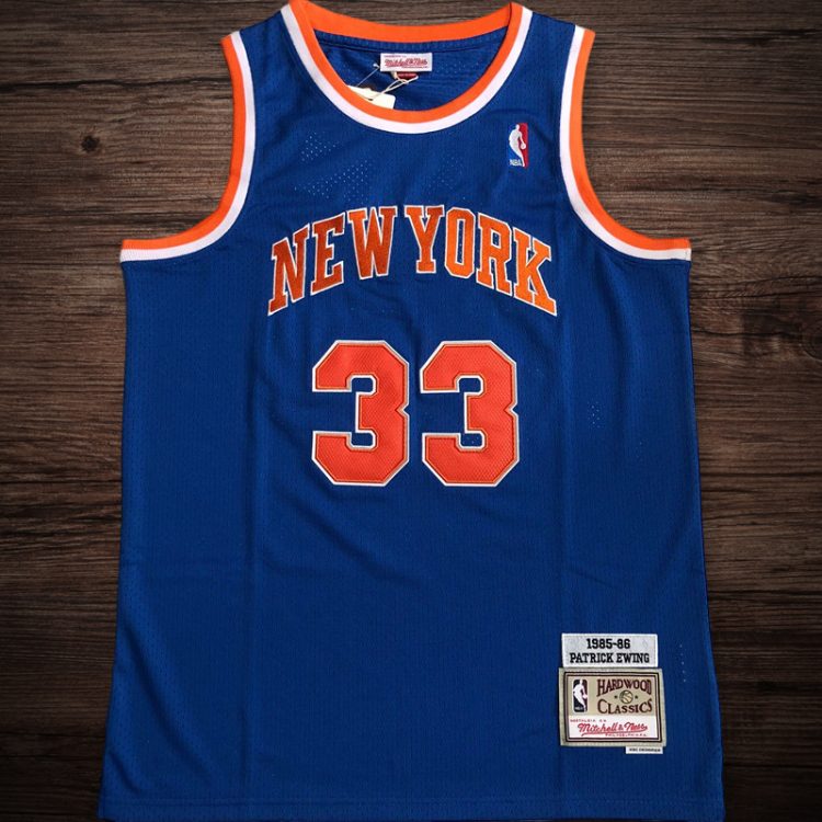 Men's 1985-86 New York #33 Ewing Jersey in Blue