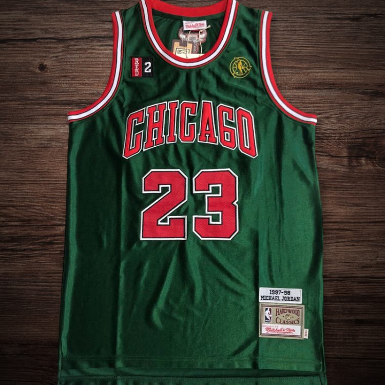 Men's Chicago Bulls 1997-98 #23 Jordan Green/red Jersey