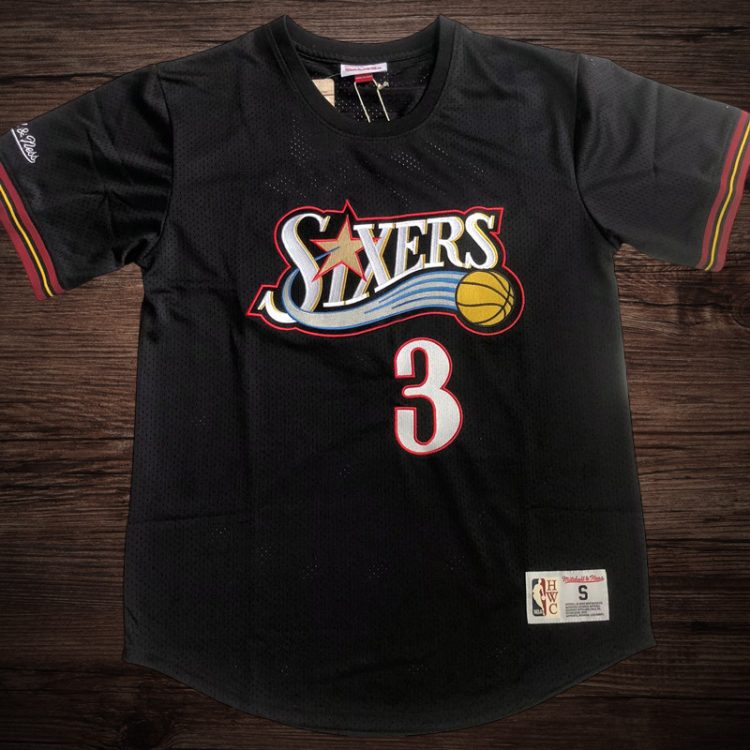 Men's Philadelphia 76ers #3 IVERSON Black Short Sleeve Jersey
