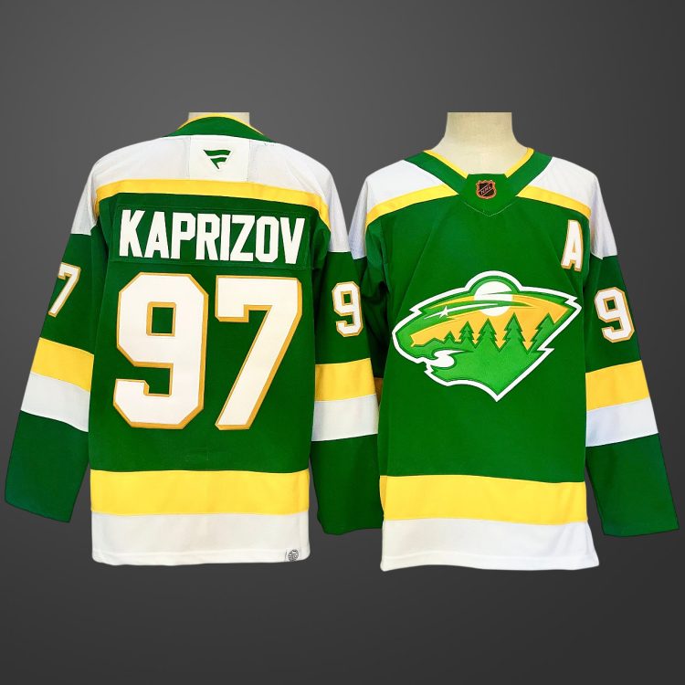 #97 Kirill Kaprizov Green Minnesota Wild Jersey