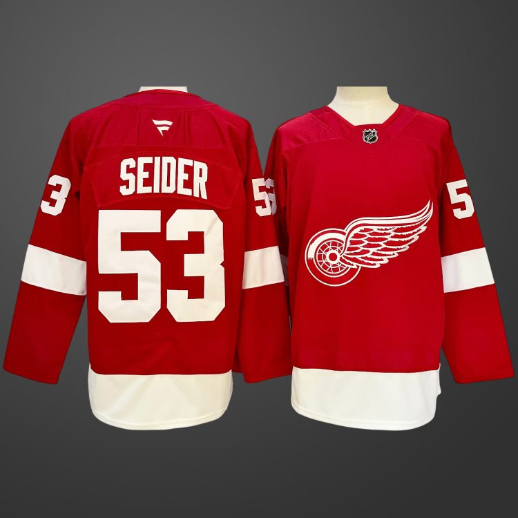 #53 Moritz Seider Red Detroit Red Wings Jersey