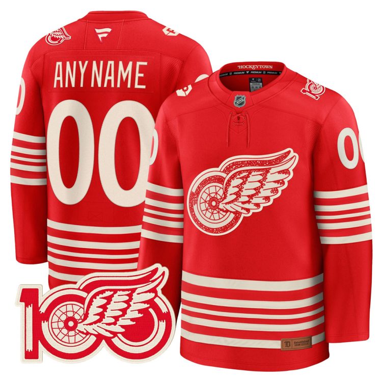 Custom Detroit Red Wings Centennial Stitched Jersey