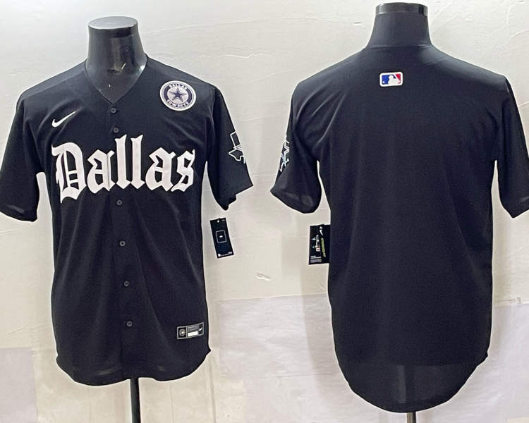 Men's Dallas Cowboys black team blank baseball jersey