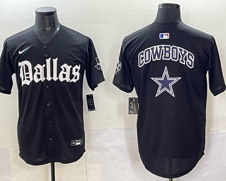 Men's Dallas Cowboys black team blank baseball jersey