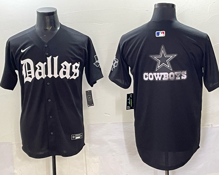 Men's Dallas Cowboys black team blank baseball jersey