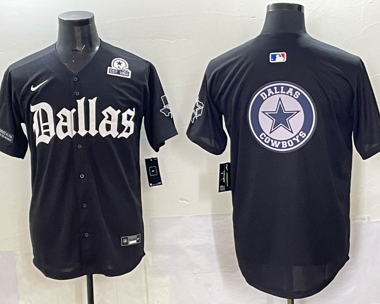 Men's Dallas Cowboys black team blank baseball jersey
