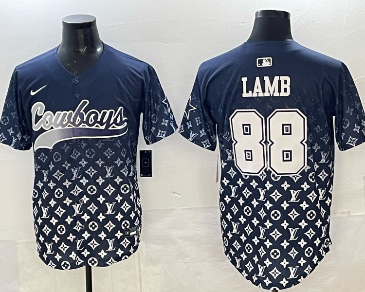 Men's Dallas Cowboys #88 LAMB fashion navy baseball jersey