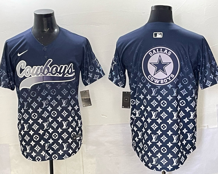Men's Dallas Cowboys team blank fashion navy baseball jersey