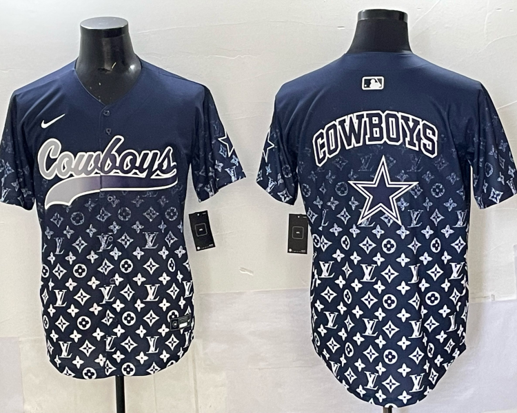 Men's Dallas Cowboys team blank fashion navy baseball jersey