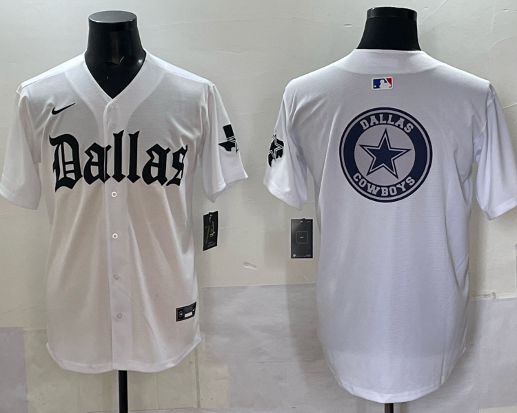 Men's Dallas Cowboys white team blank baseball jersey