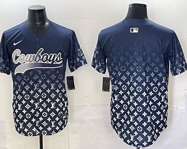 Men's Dallas Cowboys team blank fashion navy baseball jersey