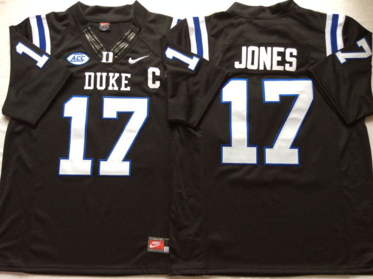 Duke Blue Devils Black #17 JONES Stitched Jersey