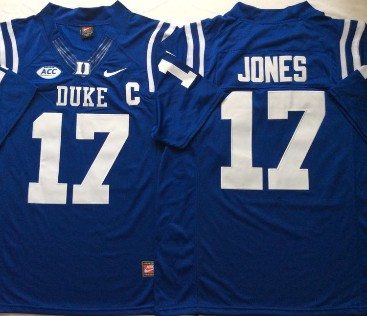 Duke Blue Devils Blue #17 JONES Stitched Jersey