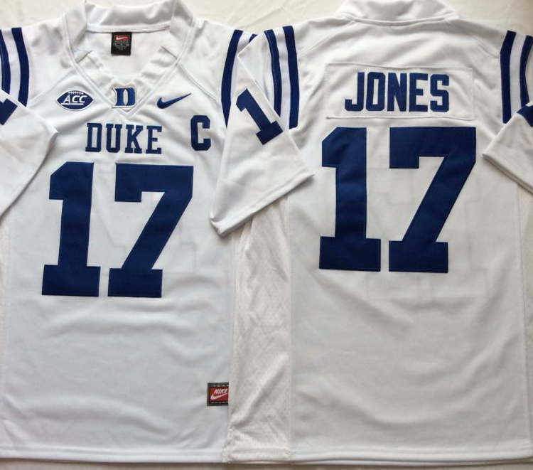 Duke Blue Devils White #17 JONES Stitched Jersey